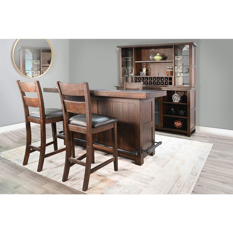 Sunny Designs 80" Traditional Wood Home Bar with Stools image number 2