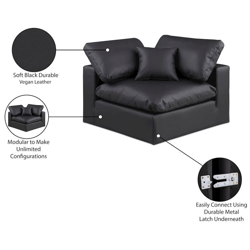 Meridian Furniture Comfy Black Vegan Leather Modular Corner Chair