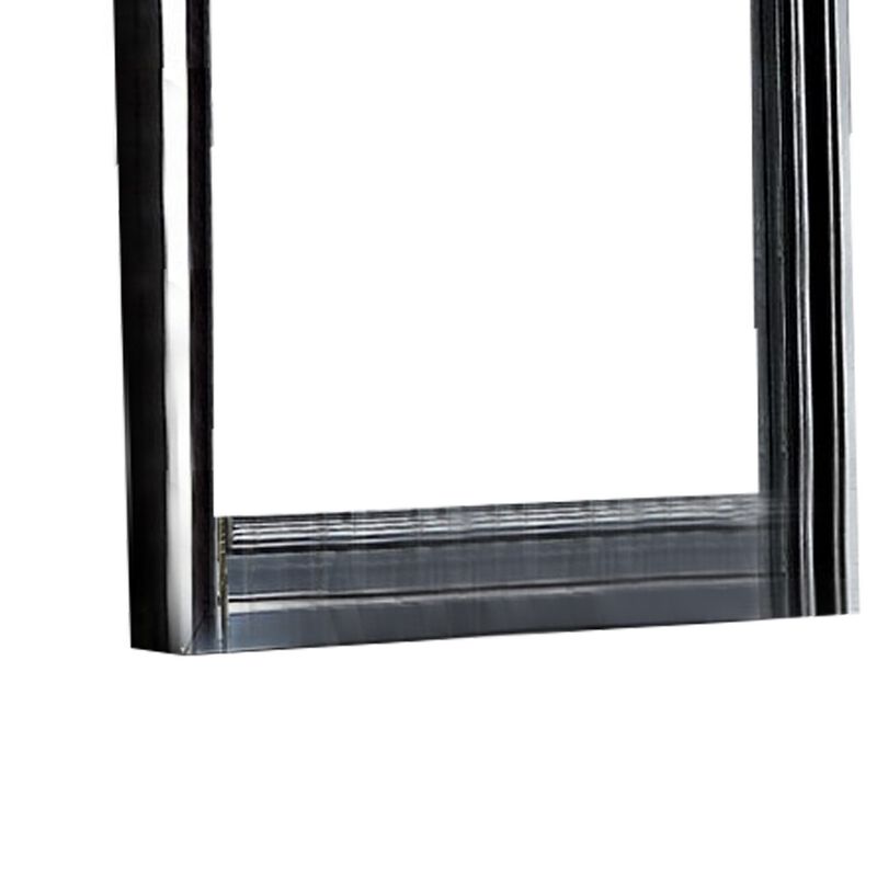 Traditional Style Wooden Frame Dresser Mirror with Curved Top, Black - Benzara