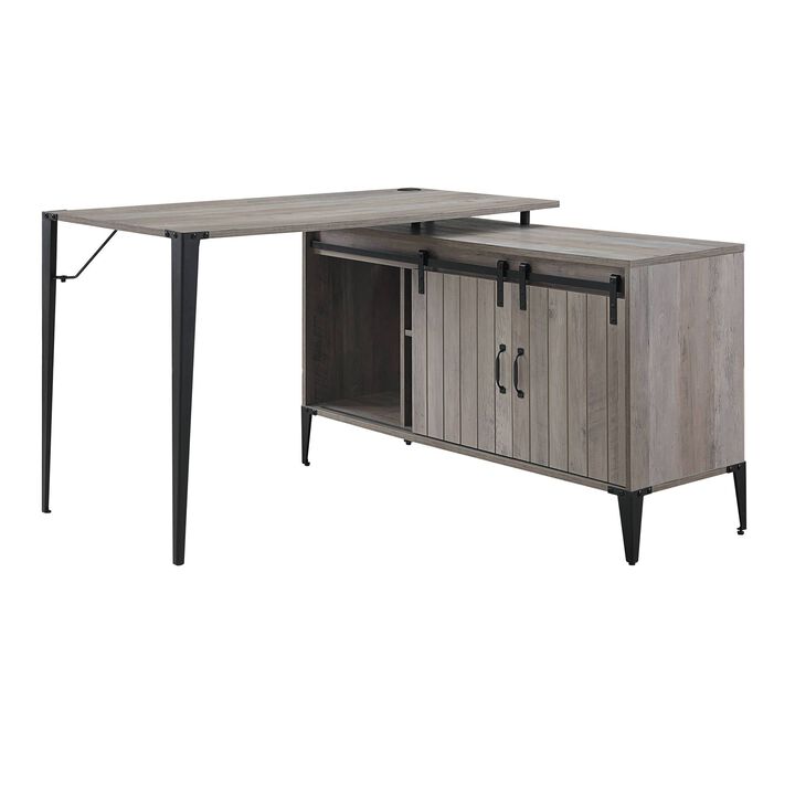 GOODSILO Stylish L-Shape Writing Desk with Sliding Barn Door Storage - Versatile Home Office Furniture for Modern Workspaces