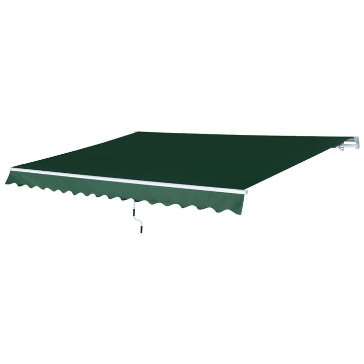 12' x 8' Patio Awning Canopy Retractable Sun Shade Shelter with Manual Crank Handle for Patio, Deck, Yard, Green