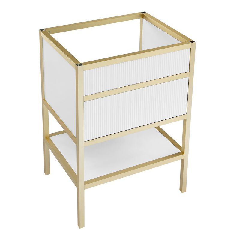 Cache 24 Freestanding, Bathroom Vanity in White and Gold Cabinet Only image number 2