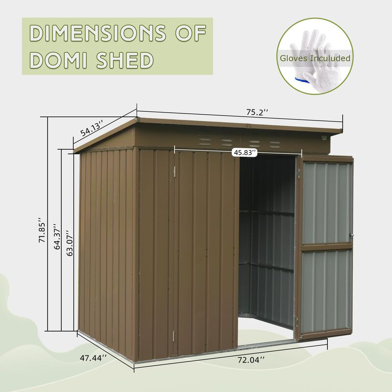 CLIHOME 6x4Ft Backyard Galvanized Steel Frame Storage Shed,Outdoor Metal Tool Shed Storage Room with Lockable Door image number 6
