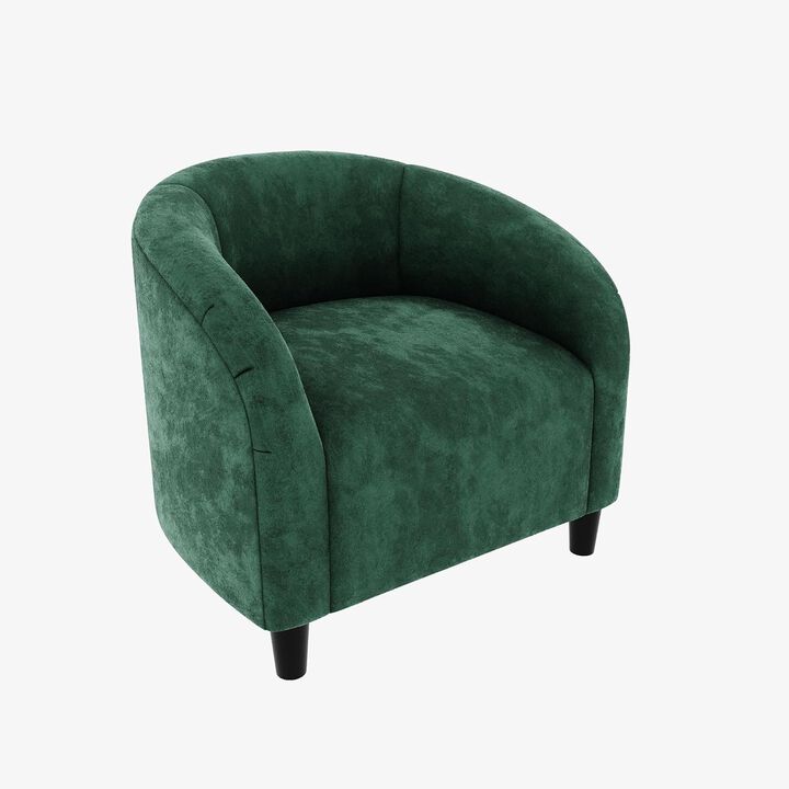 Modern Barrel Accent Chair, Soft Padded Round Armchair in Suede & Boucle Fabric, Ideal for Living Room, Bedroom and Lounge