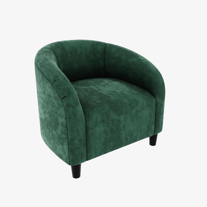 Modern Barrel Accent Chair, Soft Padded Round Armchair in Suede & Boucle Fabric, Ideal for Living Room, Bedroom and Lounge image number 0