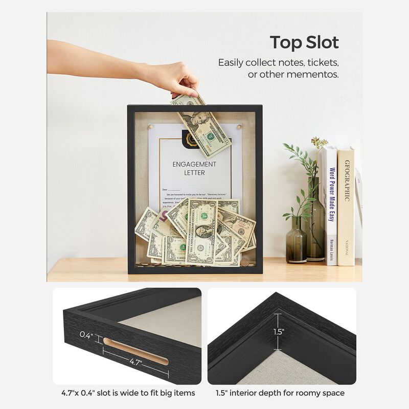 11x14 Shadow Box Frame with Top Opening and Push Pins for Display image number 5