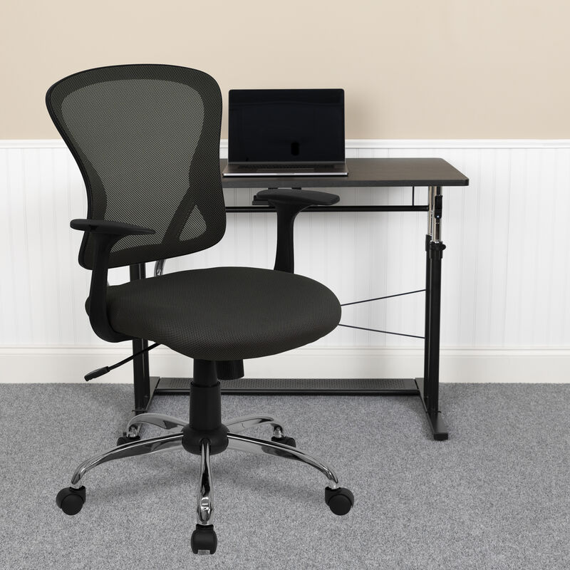 Alfred Mid-Back Dark Gray Mesh Swivel Task Office Chair with Chrome Base and Arms image number 1