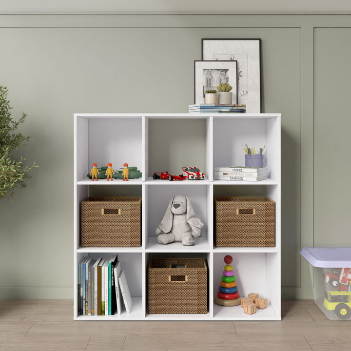 34.96 in. Tall Wood 3-Shelf Etagere Bookcase