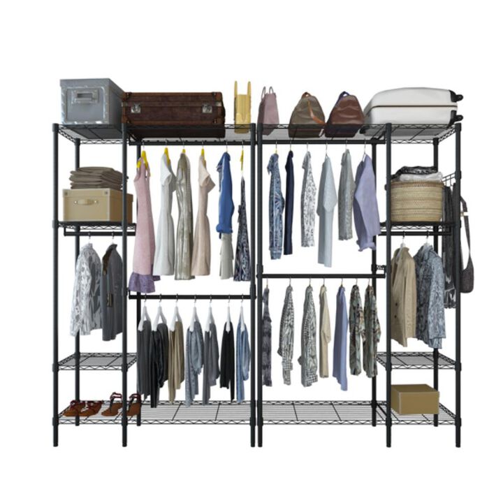 Portable Closet Organizer Garment Rack with Clothes Hanger & Home Shelf for Storage
