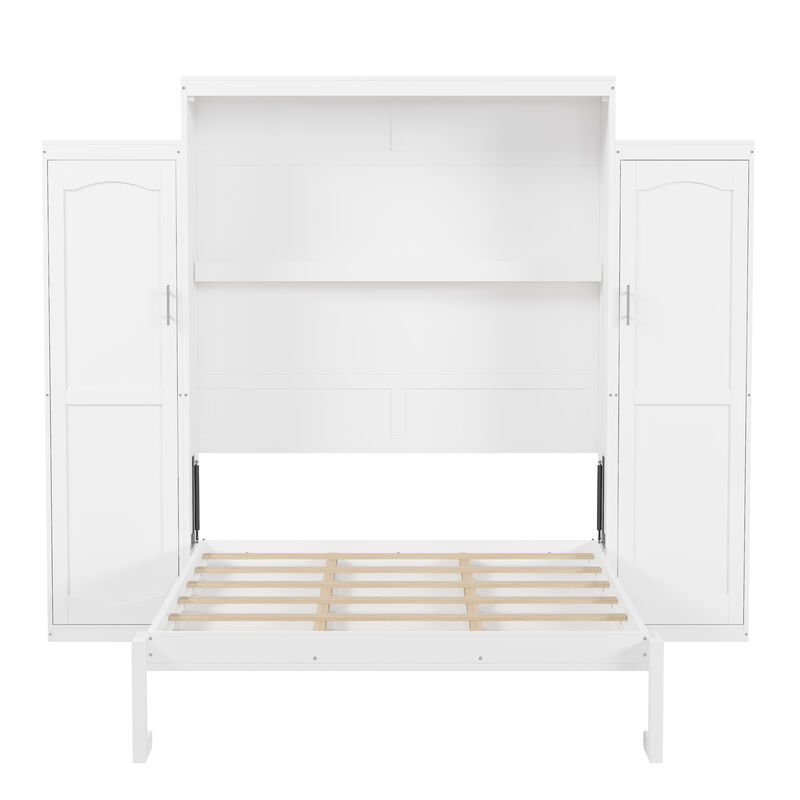 Merax Murphy Bed with 2 Wardrobe and Storage Shelf