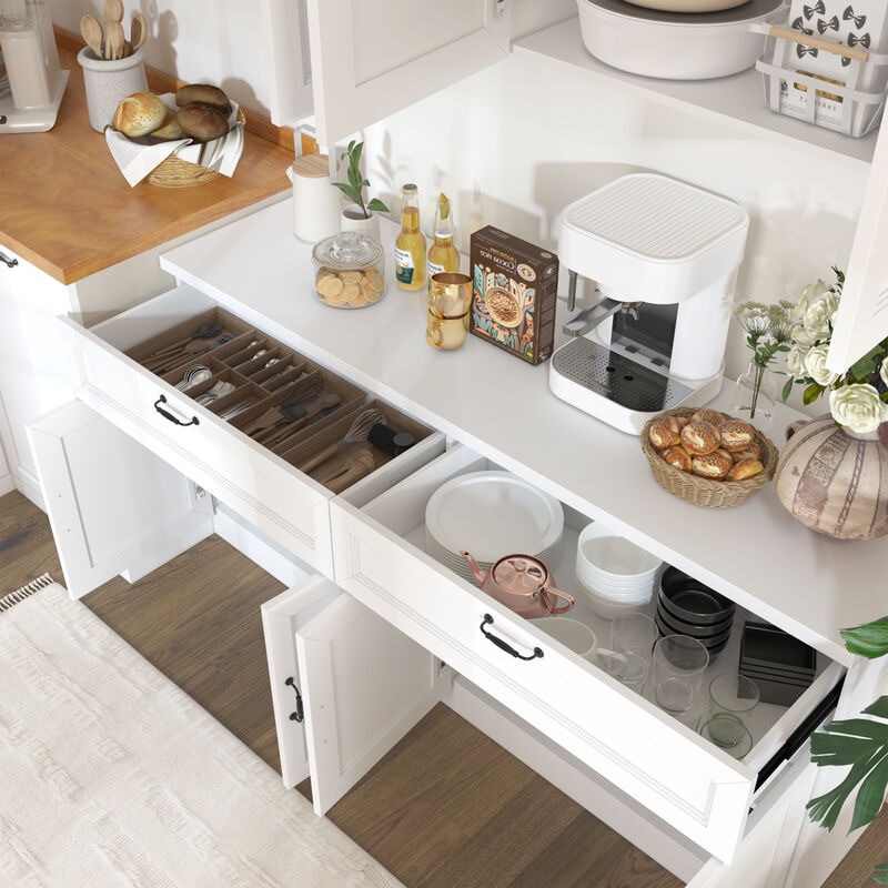 63" W Kitchen Pantry With 8 Door 2 Drawer