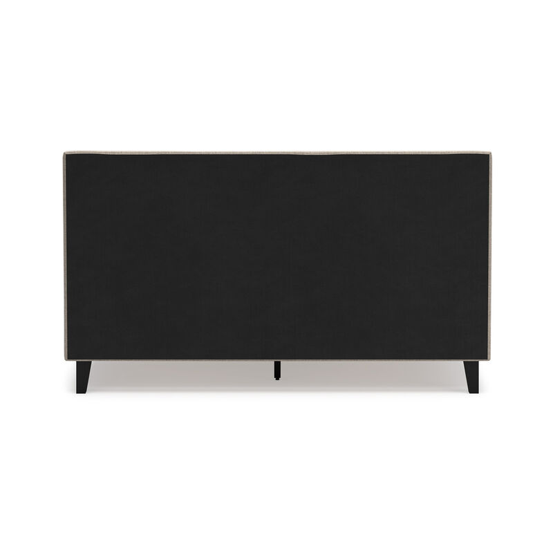 Ciel Low Profile California King Bed, Upholstered Headboard, Gray - Benzara image number 2