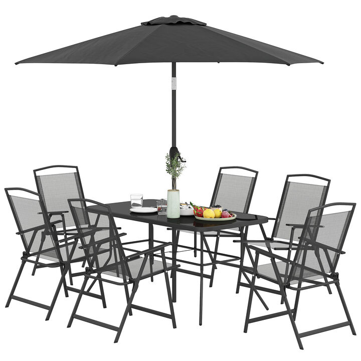 Hivvago Patio Furniture Set with Umbrella and Mesh Chairs