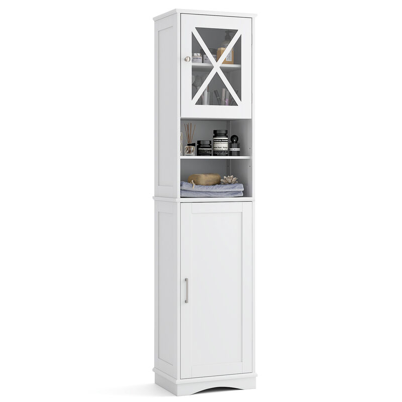 Bathroom Storage Cabinet with 5 Adjustable Shelves, Tall Freestanding Design