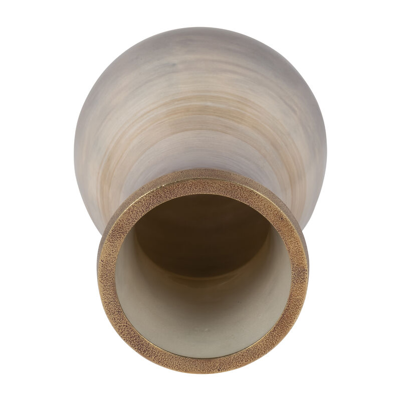 Glass, 13" Vase With Metal Rim image number 4
