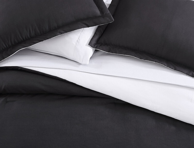 Chestnut Reversible 7 Piece bed in a bag Comforter Set King Black & Gray