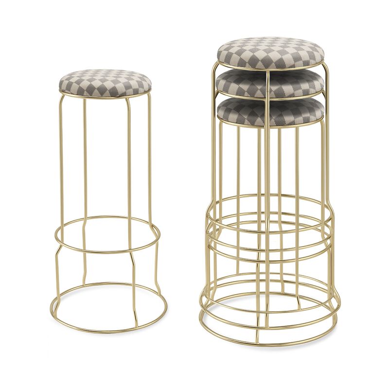 Kings Brand Furniture Carmilla Upholstered Counter Height Stool with Footrest - Bar Stools Set of 4 for Kitchen 31"