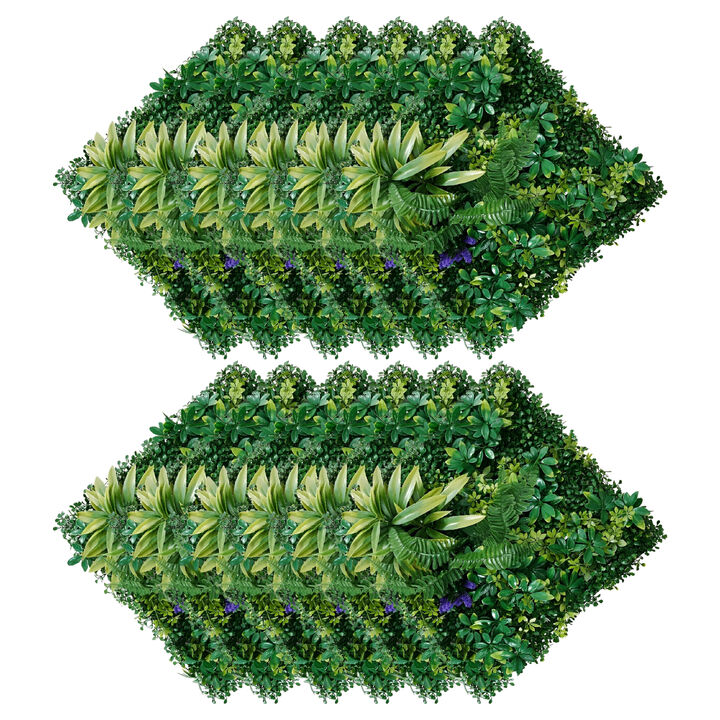 Artificial Boxwood Privacy Wall Panels 12 PCS Green Hedge Fence for Indoor Outdoor Decor
