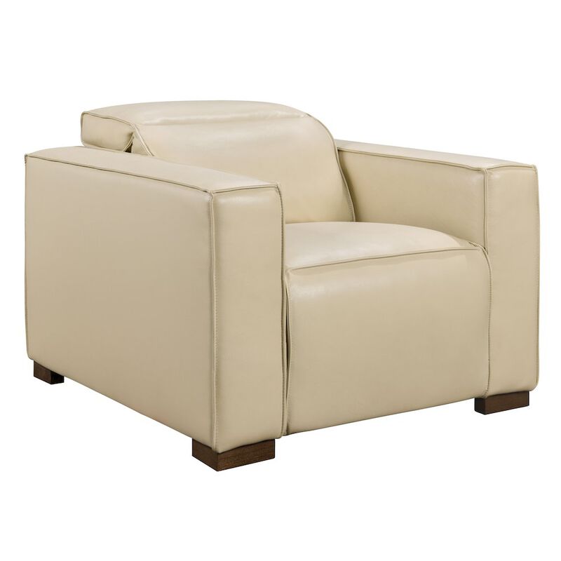 Riseholme Reclining Lounge Chair in Beige Full-Leather
