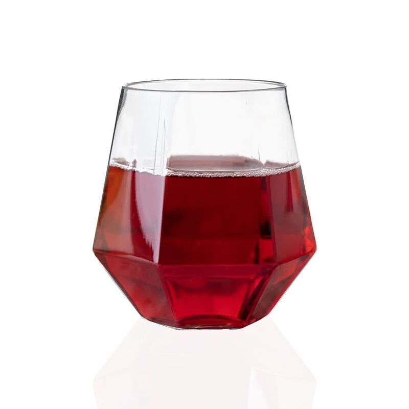 12 oz. Clear Hexagonal Stemless Plastic Wine Goblets (64 Glasses) image number 3