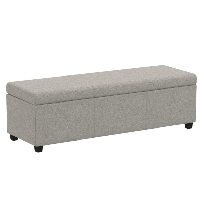 HomeRoots 54" Fawn and Dark Brown Faux Linen and Solid Wood Upholstered Storage Bench With Flip Top image number 0