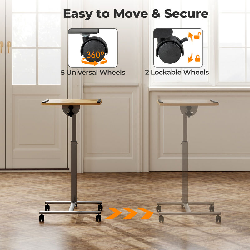 Height and Angle Adjustable Rolling Laptop Desk image number 6