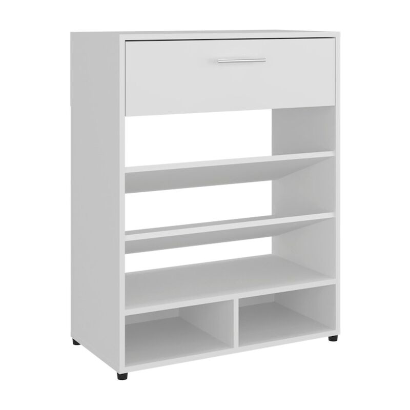 Kearns Shoe Rack,1 Door,4 Legs,5 Shelves,White