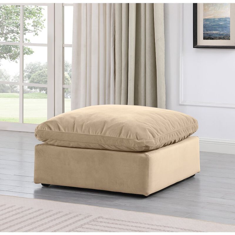 Meridian Furniture Indulge Linen Textured Fabric Ottoman
