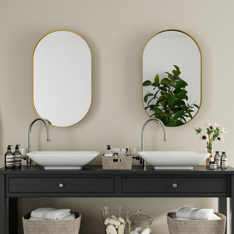 ELEMENT ACE 20x34 Inch Oval Recessed Medicine Cabinet with Mirror and Adjustable Shelves image number 6