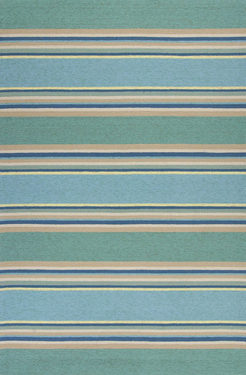5' X 7' Ocean Stripes Uv Treated Indoor Outdoor Area Rug