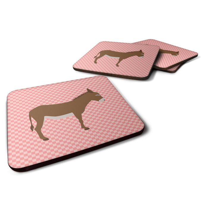 Caroline's Treasures Cotentin Donkey Pink Check Decorative Coasters, 3.5, Multicolor