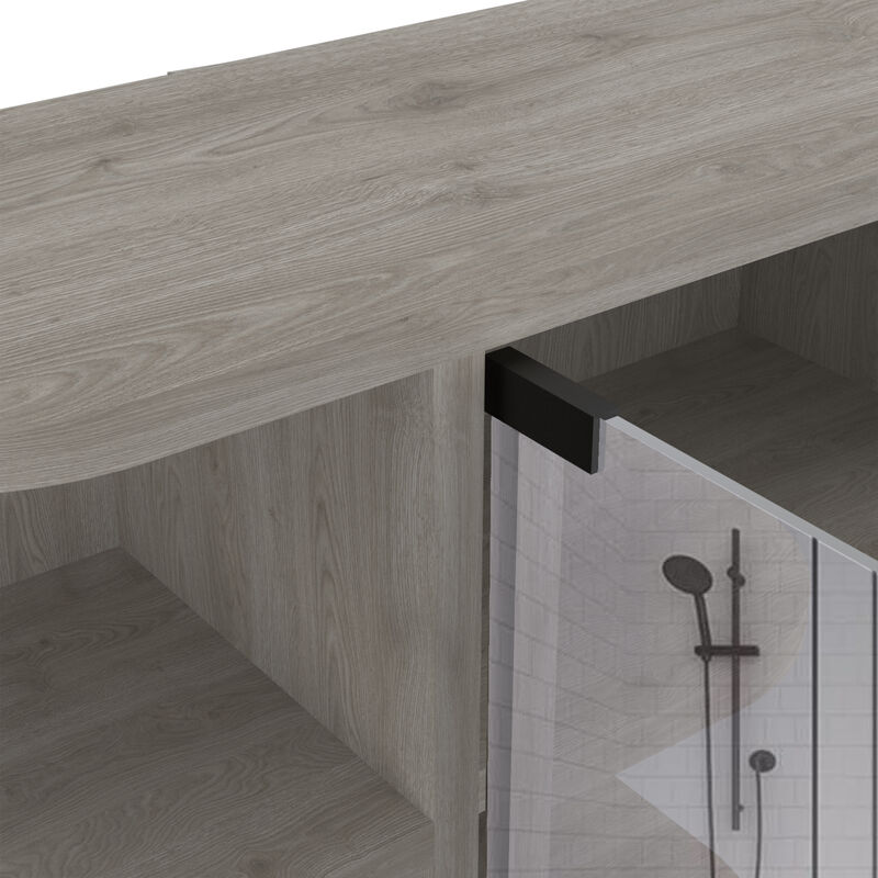 DEPOT E-SHOP Roma Mirrored Medicine Cabinet, Six External Shelves, Three Interior Shelves, Light Gray image number 7