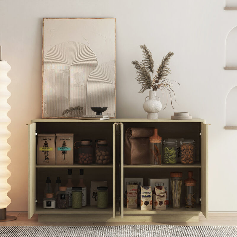 TATEUS Modern Wood Sideboard with Fluted Detailing, Large Buffet Credenza Adjustable Shelves image number 2