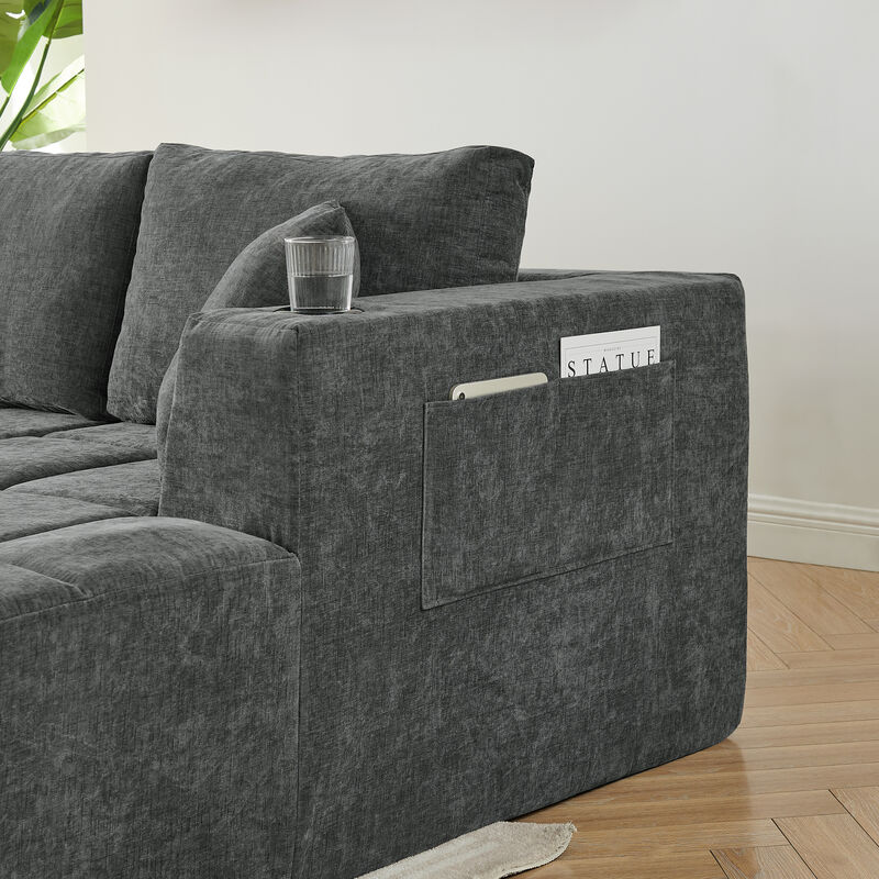 Feslud U-Shaped Chenille Sectional Sofa image number 3