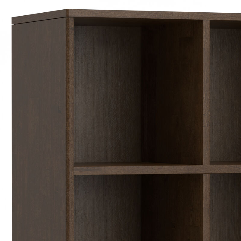 Harper SOLID HARDWOOD 43 inch x 42 inch Mid Century Modern Low 6 Cube Storage with Drawers in Walnut Brown