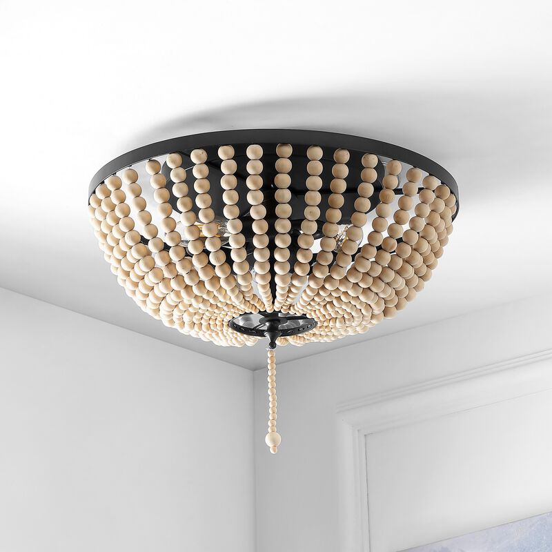 Allison Wood Beaded/Metal LED Flush Mount