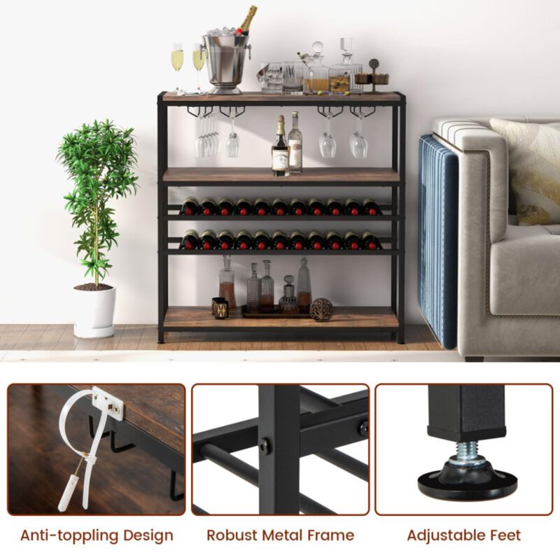 Hivvago 5-tier Wine Rack Table with Glasses Holder