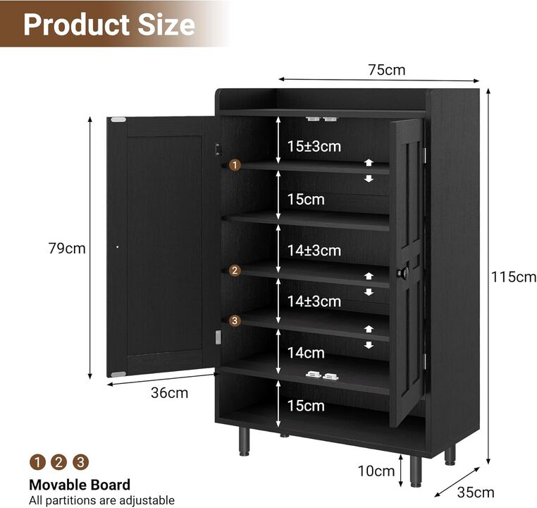 Envelor  6-Tier Modern Wood Flip-Top Modular Dustproof Shoe Storage Cabinet