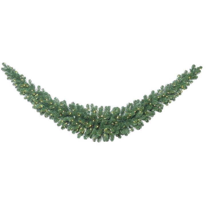Vickerman C164921LED Fir Swag Garland with 286 PVC Tips & 150 Single Mold LED Wide Angle Lights, 9', Warm White/Oregon