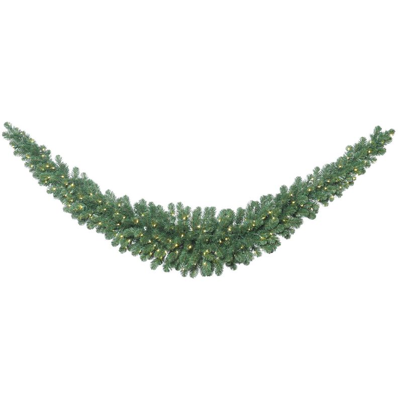 Vickerman C164921LED Fir Swag Garland with 286 PVC Tips & 150 Single Mold LED Wide Angle Lights, 9', Warm White/Oregon image number 0