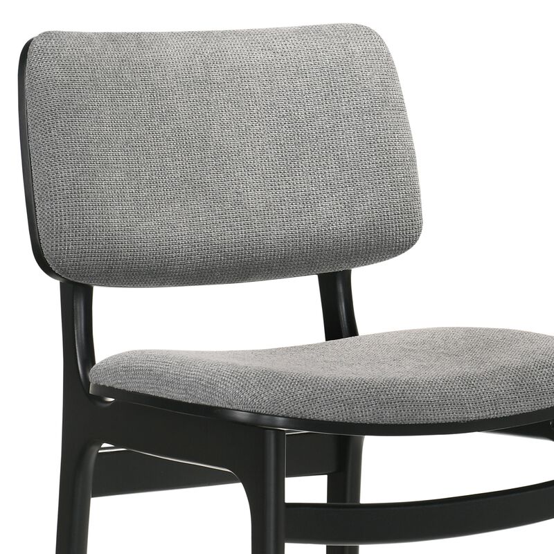 Gray Upholstered Wood Dining Chairs in Black Finish - Set of 2 image number 3