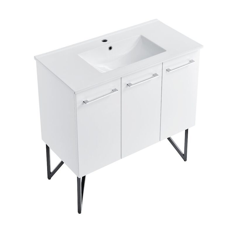 Annecy 36" Freestanding Bathroom Vanity in White with Sink Top image number 6
