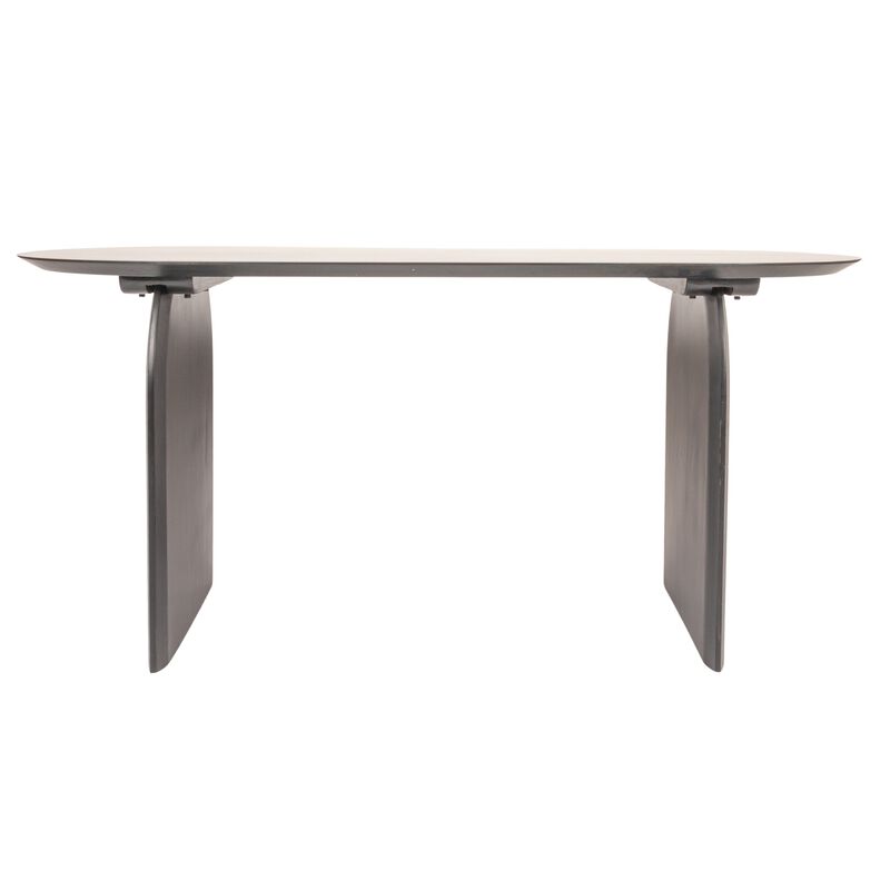 Pill-Shaped Acacia Wood Dining Table with Half-Moon Base image number 3