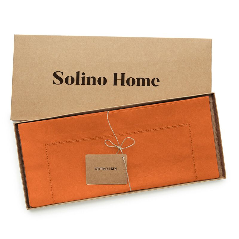 Solino Home Cotton Linen Hemstitch Table Runner &ndash; Handcrafted, Machine Washable, Perfect for Holiday and Everyday Dining