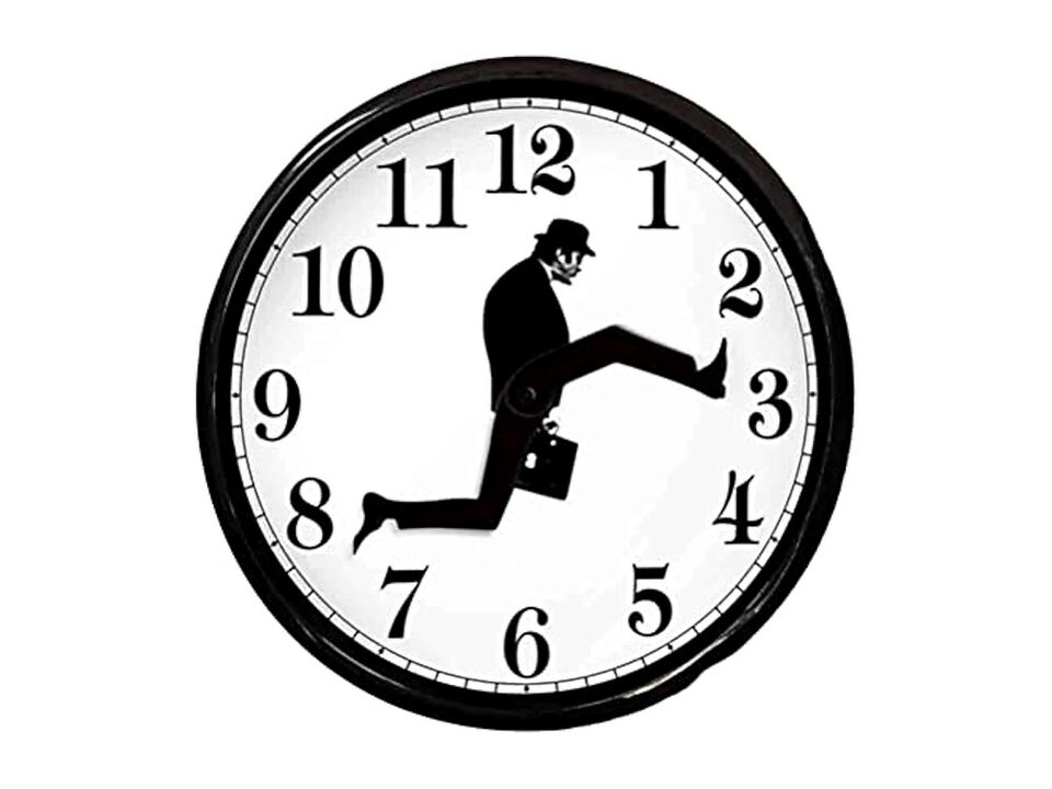 Glass Ministry Silly Walks Shape Hotel Wall Clock Silent Living Room Decor