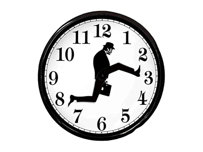 Glass Ministry Silly Walks Shape Hotel Wall Clock Silent Living Room Decor image number 0