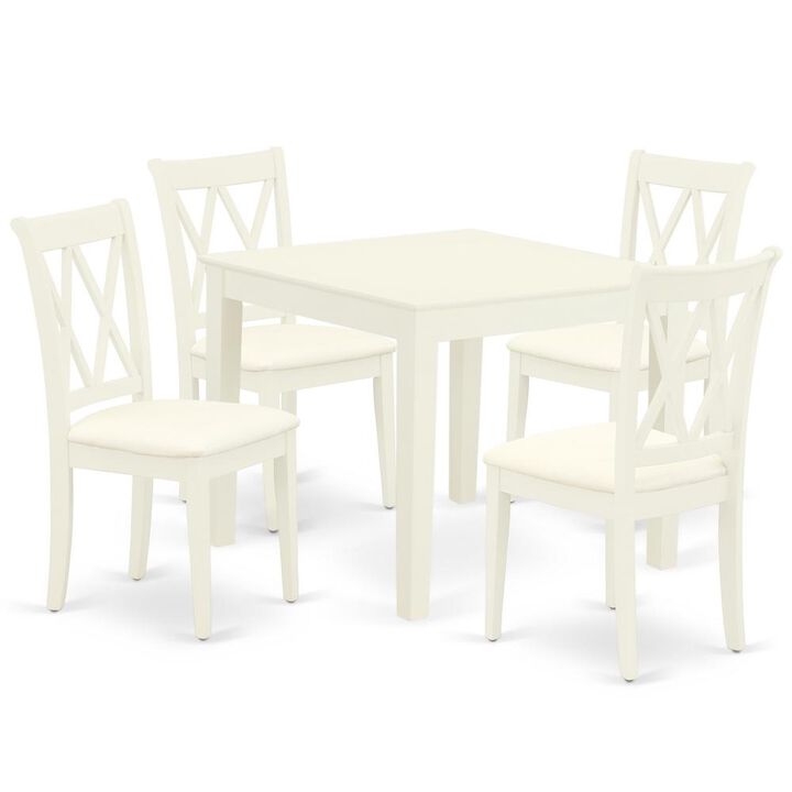 Dining Room Set Linen White, OXCL5-LWH-C