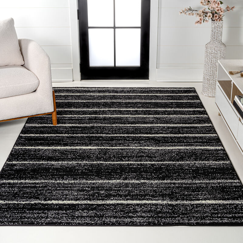 Williamsburg Minimalist Stripe Cream/Black 8 ft. x 10 ft. Area Rug