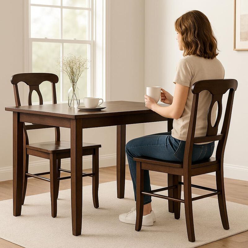 Ergode Renaissance 2-Piece Chair Set | Carved Keyhole Backs | Solid Wood | Walnut Finish | Comfortable Contoured Seats | Dining or Occasional Use | Assembly Required (94208-VV) image number 2