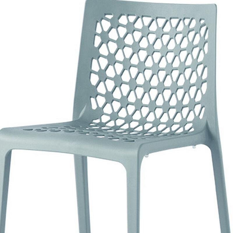 HomeRoots Set of Two Baby Blue Heavy Duty Plastic Outdoor Stacking Dining Chairs image number 3